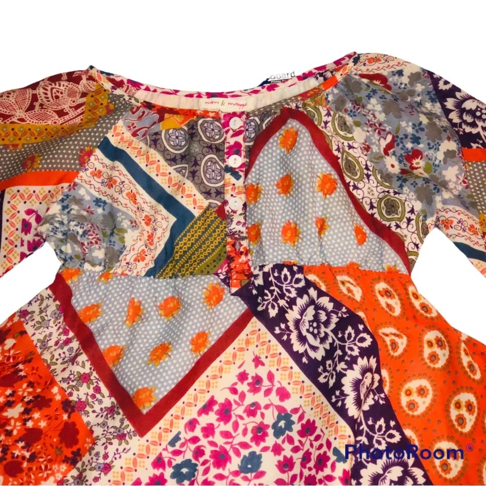Mimi & Maggie Multi Print Florals Handkerchief Patchwork Dress Size 4